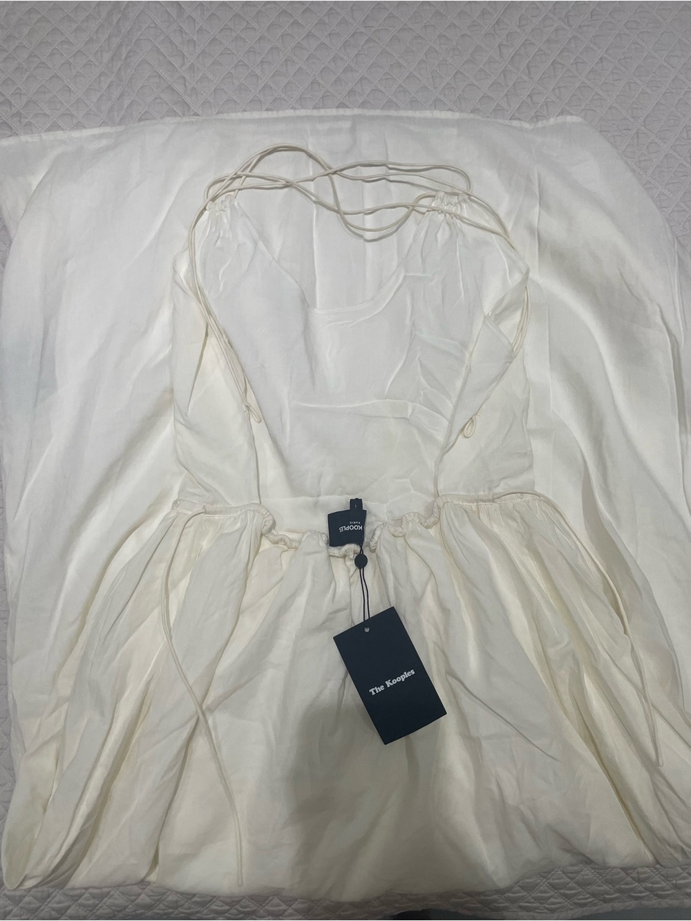 NWT The Kooples Maxi Cream backless Drawstring Dress dress size Small